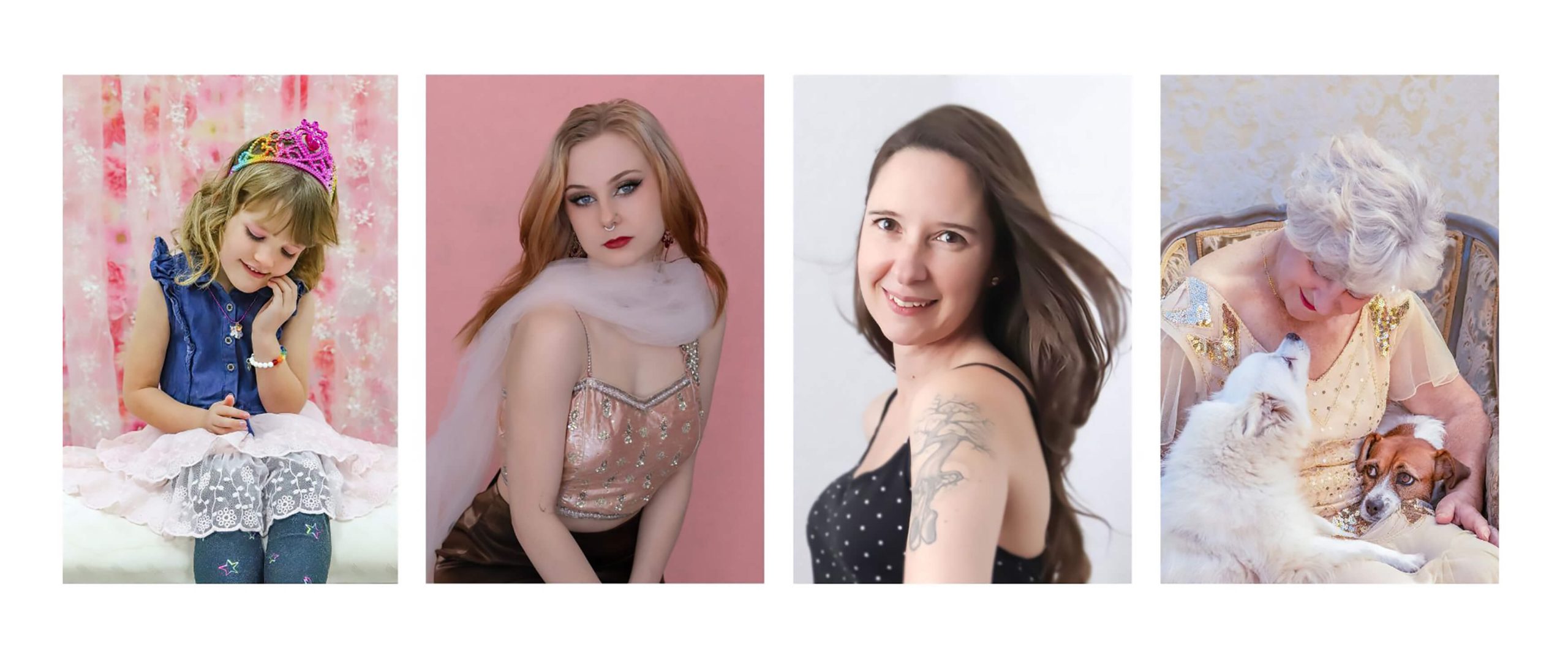 Portrait of little girl, graduating young lady, young adult woman and senior with her 2 dogs by Kamloops portrait photographer