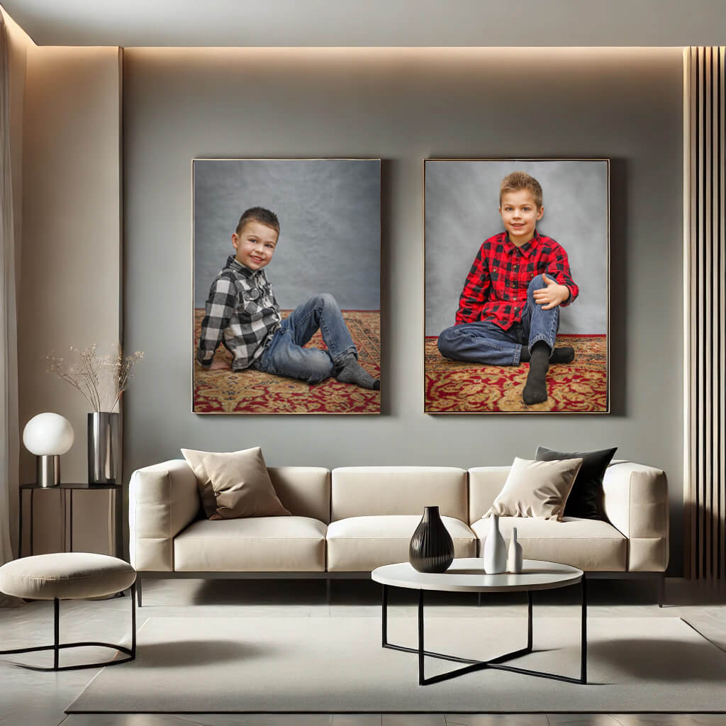 living room with 2 wall arts