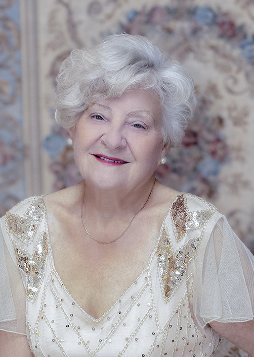 Senior woman in vintage gown headshot fashion photography